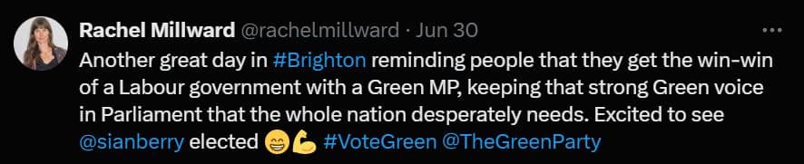 Screenshot of a public social media post by Councillor Rachel Millward.